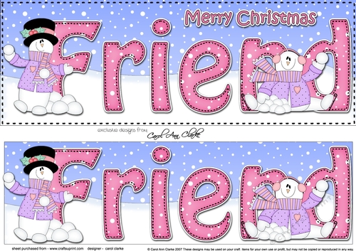 Large DL Merry Christmas FRIEND 3D decoupage 