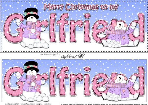 Large DL Merry Christmas GIRLFRIEND 3D decoupage 