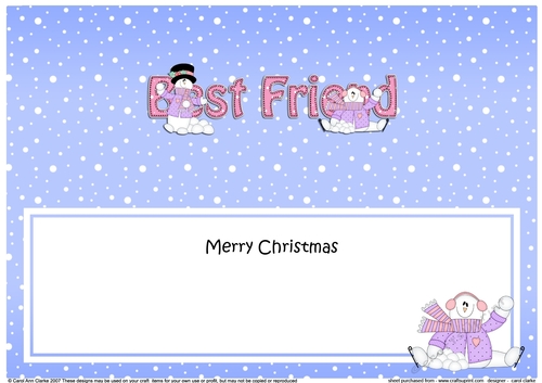 Large DL Merry Christmas BEST FRIEND insert
