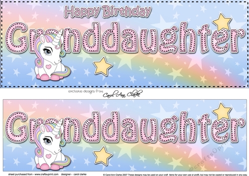 Large DL Happy Birthday GRANDDAUGHTER 3D decoupage