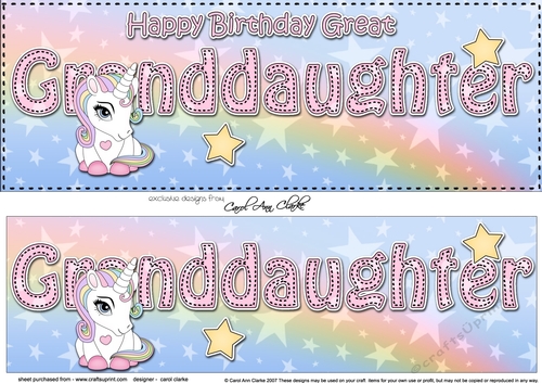 Large DL Happy Birthday GREAT GRANDDAUGHTER 3D decoupage