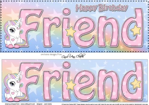 Large DL Happy Birthday FRIEND 3D decoupage