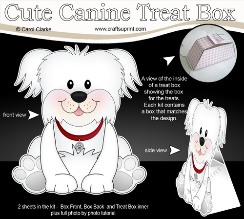 3D Cute Canine Treat Box Gift Set Mini Kit - Little Bichon Frise Dog Maxie