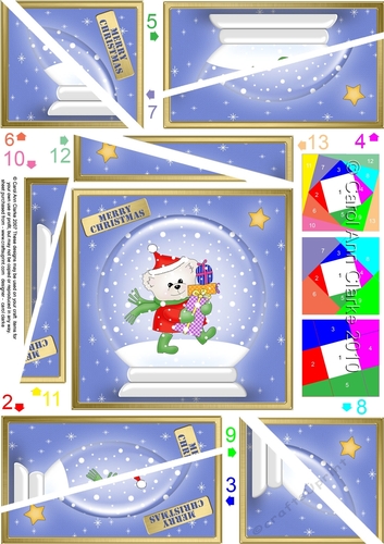 Christmas Snowglobe Twisted Spiral Side Stacker - Cute Teddy