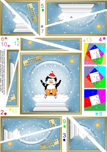 Christmas Snowglobe Twisted Spiral Side Stacker - Cute Penguin