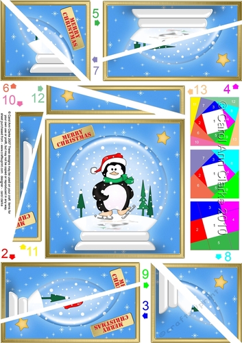 Christmas Snowglobe Twisted Spiral Side Stacker - Cute Penguin