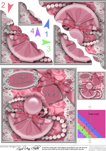 100th Birthday Perfume Lace & Pearls Scalloped Corner Stacker