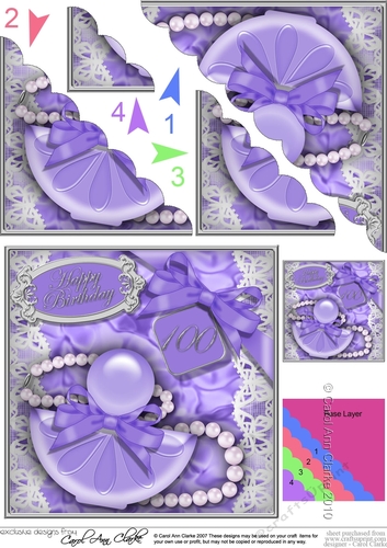 100th Birthday Perfume Lace & Pearls Scalloped Corner Stacker