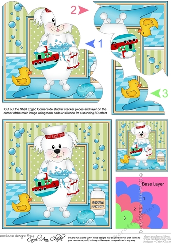 Shell Edged Corner Side Stacker - Bathtub Buddies - Little Bichon Frise Dog