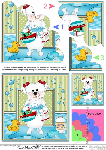 Shell Edged Corner Side Stacker - Bathtub Buddies - Little Bichon Frise Dog