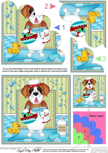 Shell Edged Corner Side Stacker - Bathtub Buddies - Little St Bernard Dog