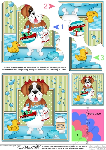 Shell Edged Corner Side Stacker - Bathtub Buddies - Little St Bernard Dog