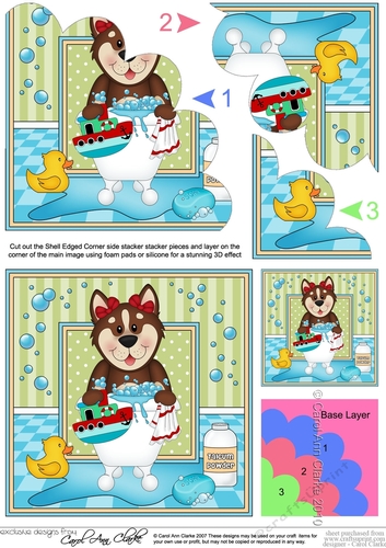 Shell Edged Corner Side Stacker - Bathtub Buddies - Little Husky Dog