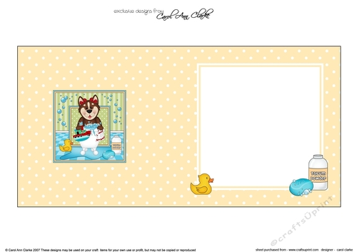 Square Landscape Insert - Bathtub Buddies - Little Husky Dog