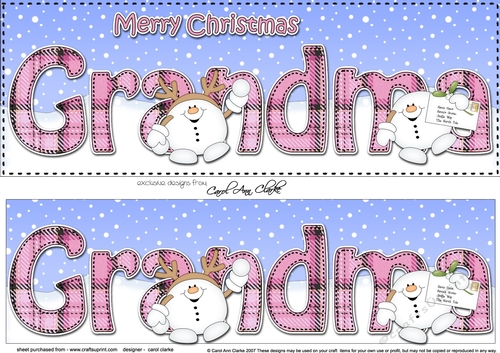 Large DL Merry Christmas GRANDMA 3D decoupage 