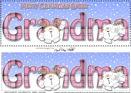 Large DL Merry Christmas GREAT GRANDMA 3D decoupage 