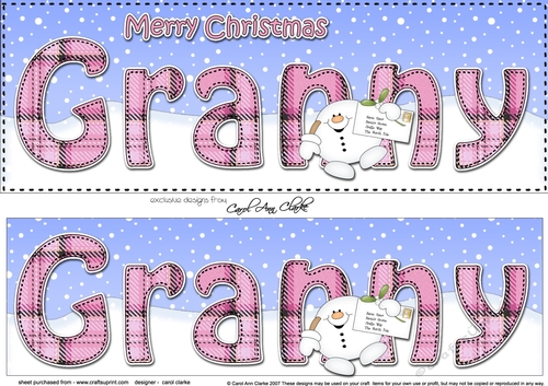 Large DL Merry Christmas GRANNY 3D decoupage 