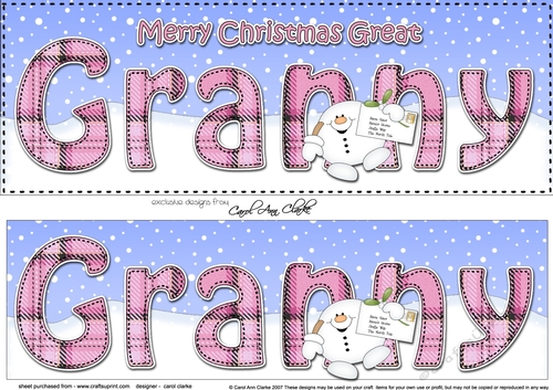 Large DL Merry Christmas GREAT GRANNY 3D decoupage 