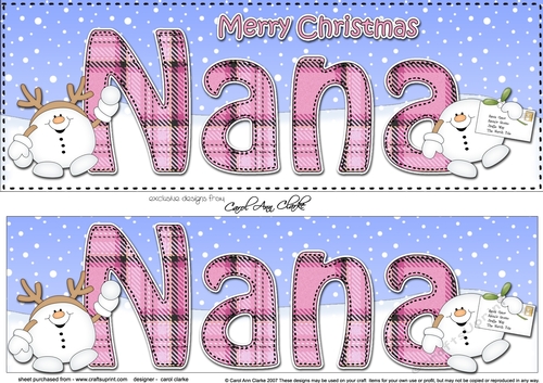 Large DL Merry Christmas NANA 3D decoupage 