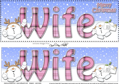 Large DL Merry Christmas WIFE 3D decoupage 