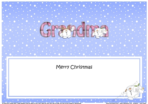 Large DL Merry Christmas GRANDMA insert