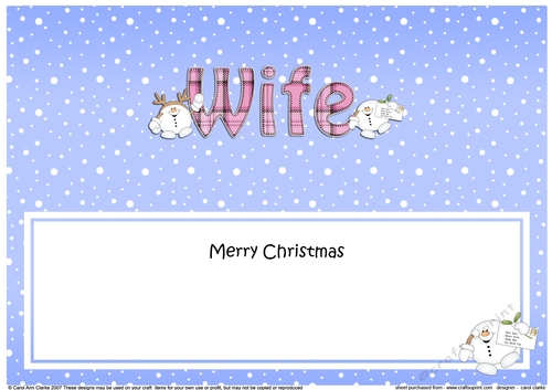 Large DL Merry Christmas WIFE insert