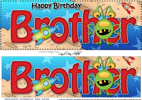 Large DL Happy Birthday BROTHER 3D decoupage