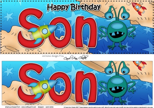 Large DL Happy Birthday SON 3D decoupage