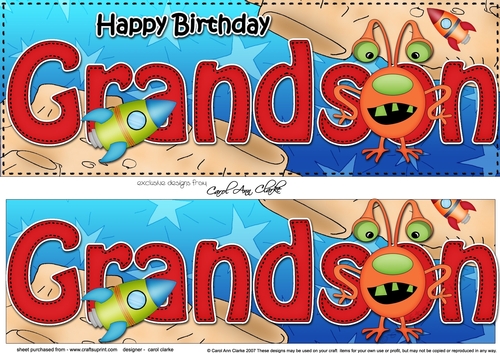 Large DL Happy Birthday GRANDSON 3D decoupage