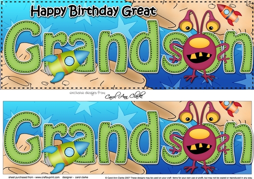 Large DL Happy Birthday GREAT GRANDSON 3D decoupage
