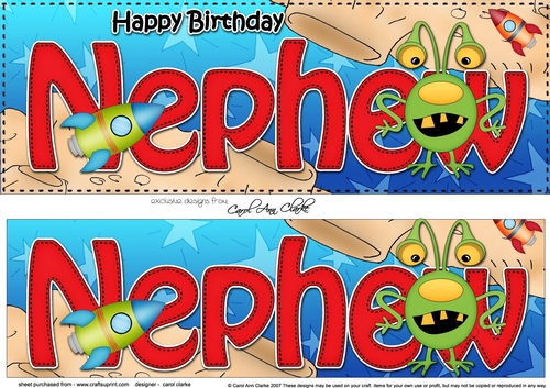 Large DL Happy Birthday NEPHEW 3D decoupage