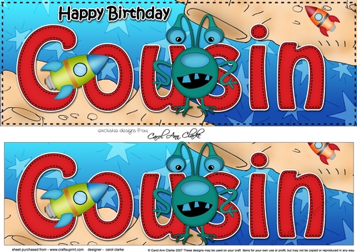Large DL Happy Birthday COUSIN 3D decoupage