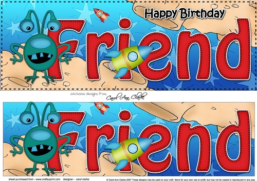 Large DL Happy Birthday FRIEND 3D decoupage