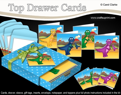 3D Top Drawer Cards Bumper Kit  -  Cute Dinosaurs Rampardos, Geico, Bobosaur & Lizzy
