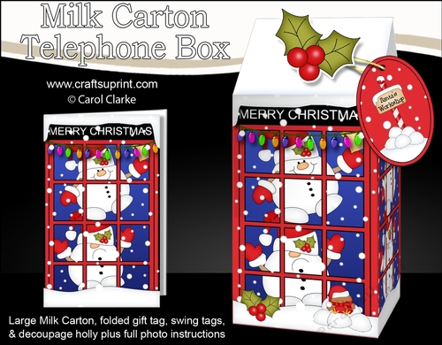 3D Christmas Phone Box Milk Carton Treat Box - Snowball Sam