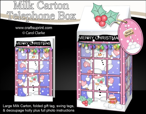 3D Christmas Phone Box Milk Carton Treat Box - Snowball Sam