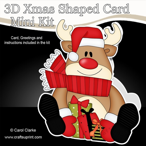 3D Shaped Christmas Card Kit - Rudolph has Xmas Presents
