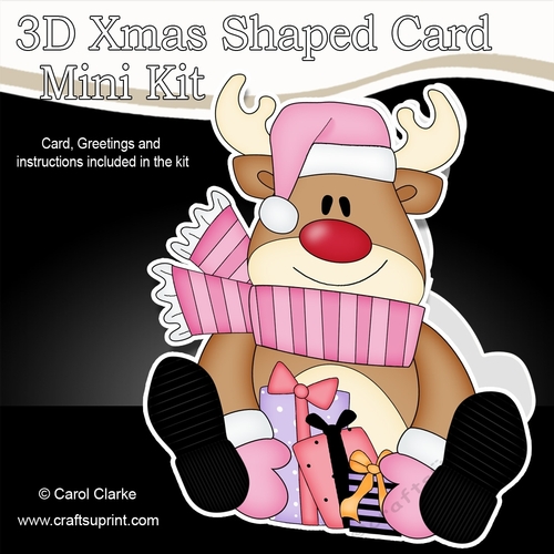 3D Shaped Christmas Card Kit - Rudolph has Xmas Presents