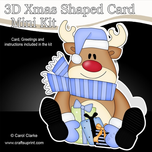 3D Shaped Christmas Card Kit - Rudolph has Xmas Presents