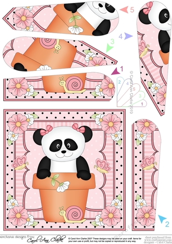 Flower Pot Friends Little Panda Bear Fan Pyramage Topper