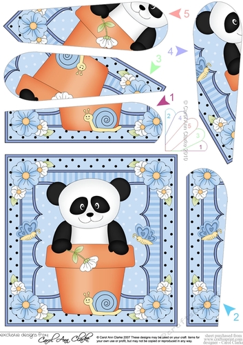 Flower Pot Friends Little Panda Bear Fan Pyramage Topper