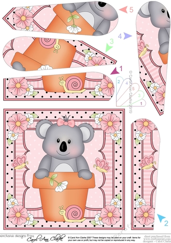 Flower Pot Friends Little Koala Bear Fan Pyramage Topper