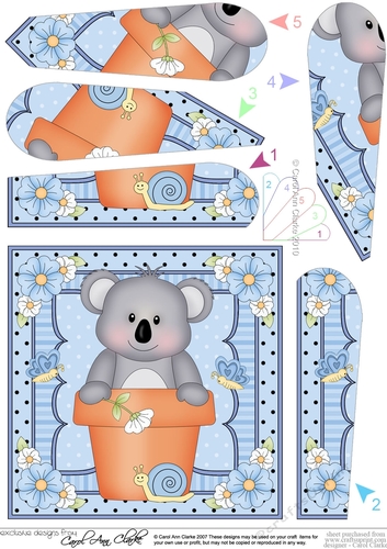 Flower Pot Friends Little Koala Bear Fan Pyramage Topper