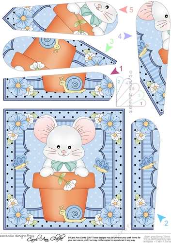 Flower Pot Friends Cute Little Mouse Fan Pyramage Topper