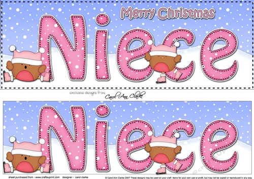 Large DL Merry Christmas NIECE 3D decoupage 