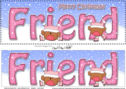 Large DL Merry Christmas FRIEND 3D decoupage 