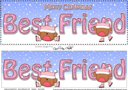 Large DL Merry Christmas BEST FRIEND 3D decoupage 