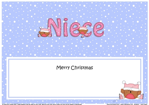 Large DL Merry Christmas NIECE insert