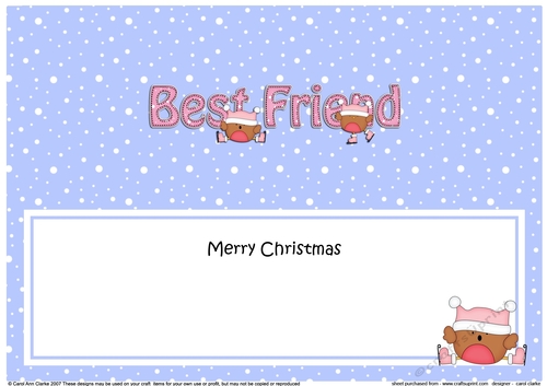 Large DL Merry Christmas BEST FRIEND insert