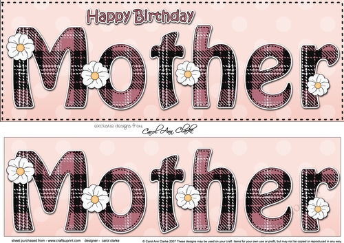 Large DL Happy Birthday MOTHER 3D decoupage